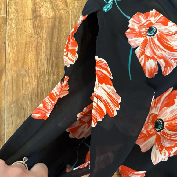 JACK Women’s Floral Black Pink Jumpsuit Jumper Wide Leg Short Sleeve Size Small - Picture 4 of 11